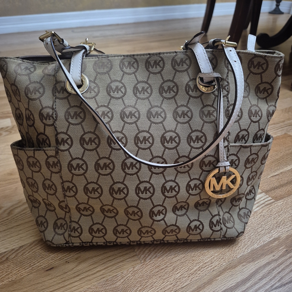 Michael Kors Tan and Brown Logo Tote